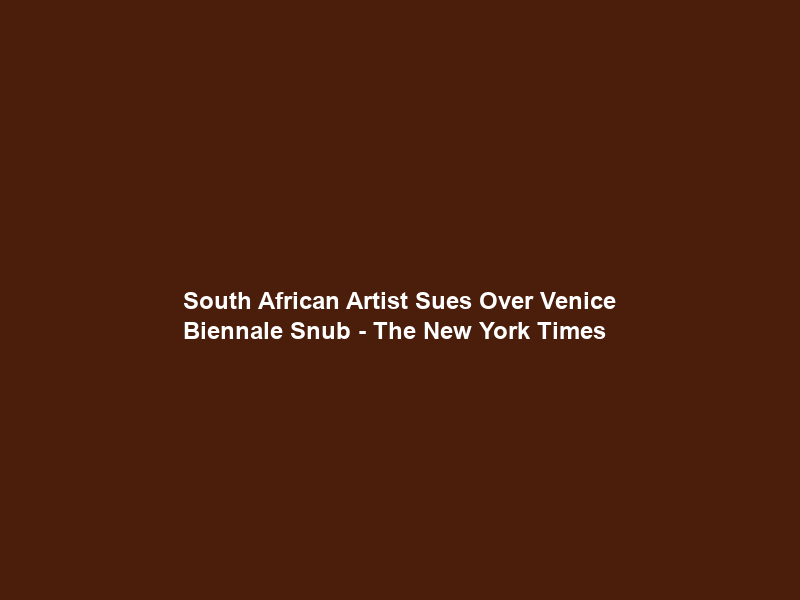 South African Artist Sues Over Venice Biennale Snub – The New York Times