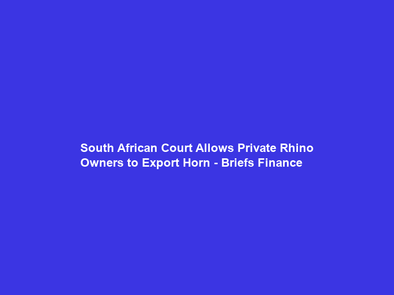 South African Court Allows Private Rhino Owners to Export Horn – Briefs Finance