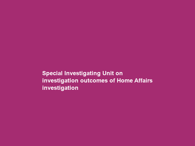 Special Investigating Unit on investigation outcomes of Home Affairs investigation