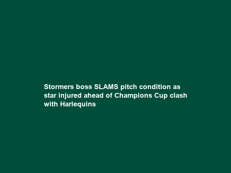 Stormers boss SLAMS pitch condition as star injured ahead of Champions Cup clash with Harlequins