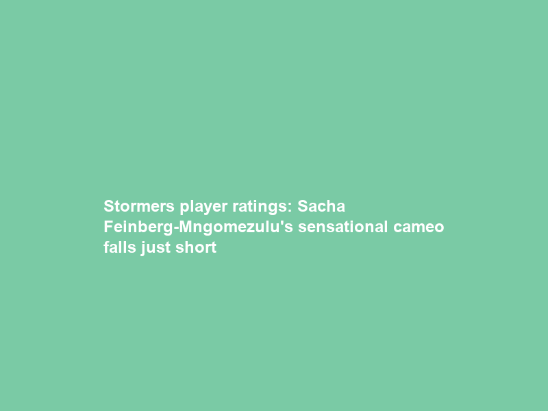 Stormers player ratings: Sacha Feinberg-Mngomezulu’s sensational cameo falls just short