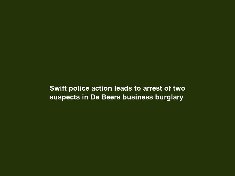 Swift police action leads to arrest of two suspects in De Beers business burglary