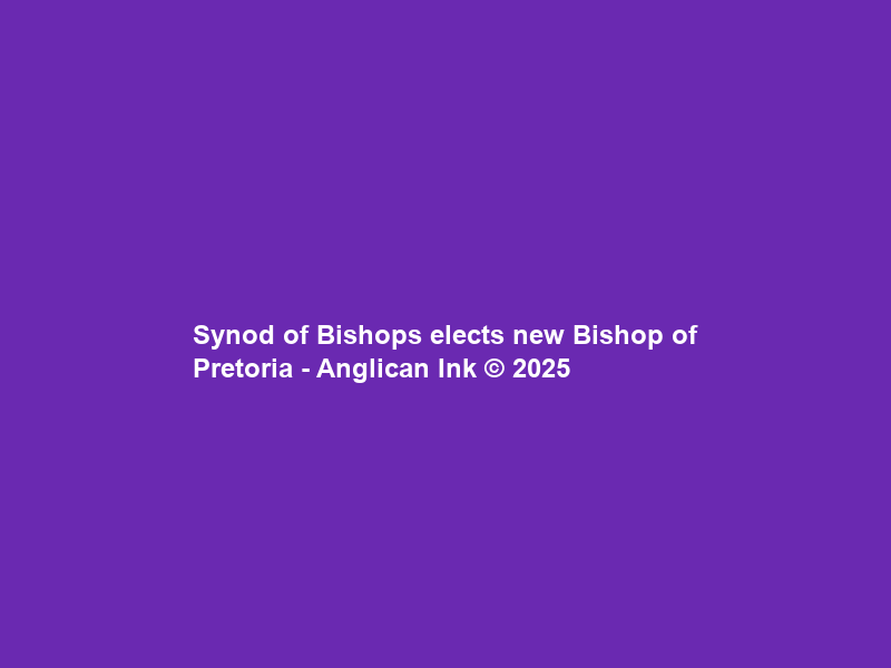 Synod of Bishops elects new Bishop of Pretoria – Anglican Ink © 2025