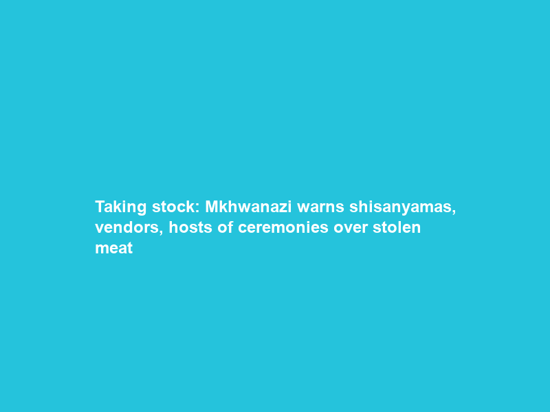 Taking stock: Mkhwanazi warns shisanyamas, vendors, hosts of ceremonies over stolen meat