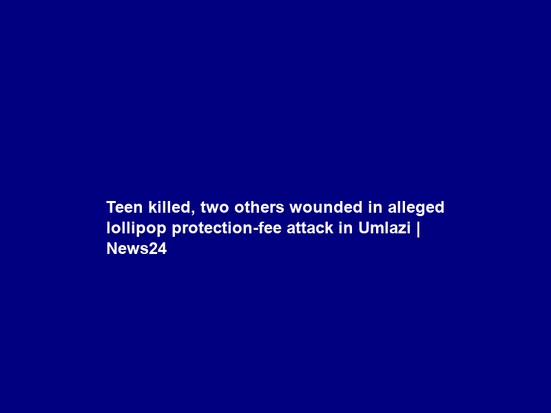 Teen killed, two others wounded in alleged lollipop protection-fee attack in Umlazi | News24