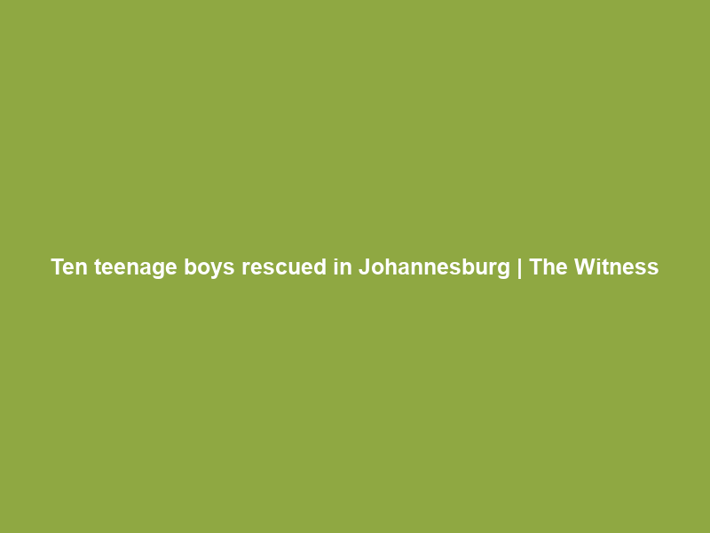 Ten teenage boys rescued in Johannesburg | The Witness