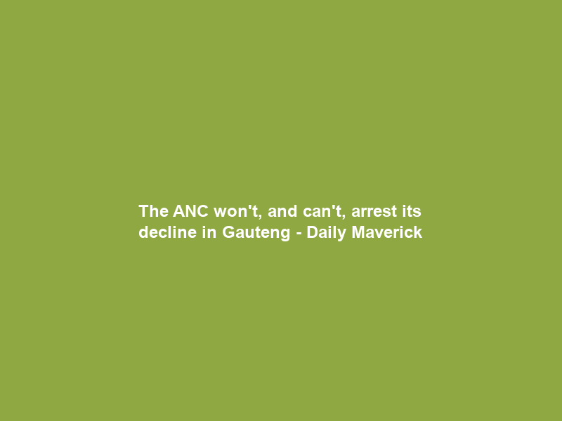 The ANC won’t, and can’t, arrest its decline in Gauteng – Daily Maverick