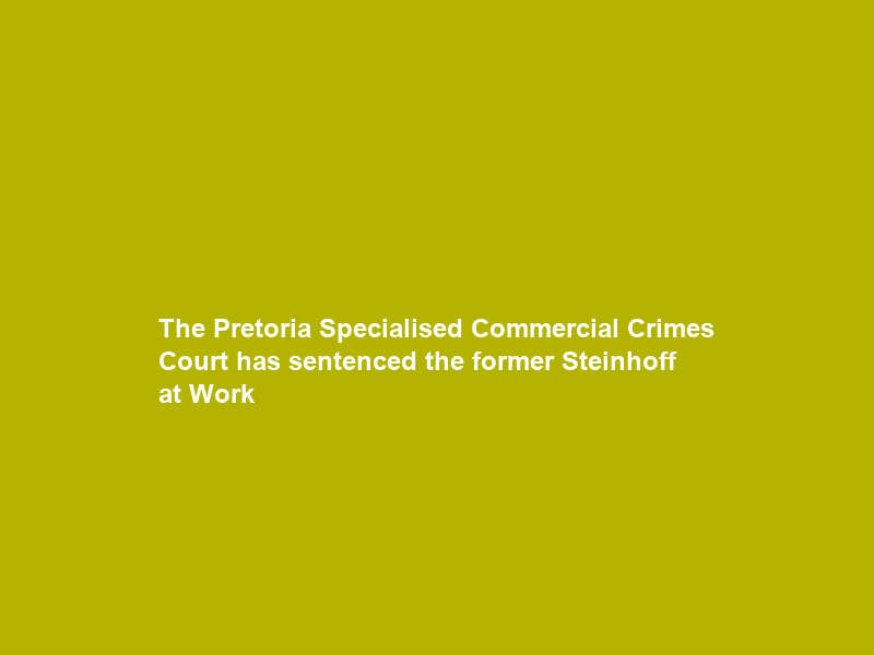 The Pretoria Specialised Commercial Crimes Court has sentenced the former Steinhoff at Work
