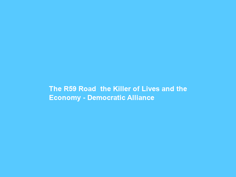 The R59 Road – the Killer of Lives and the Economy – Democratic Alliance