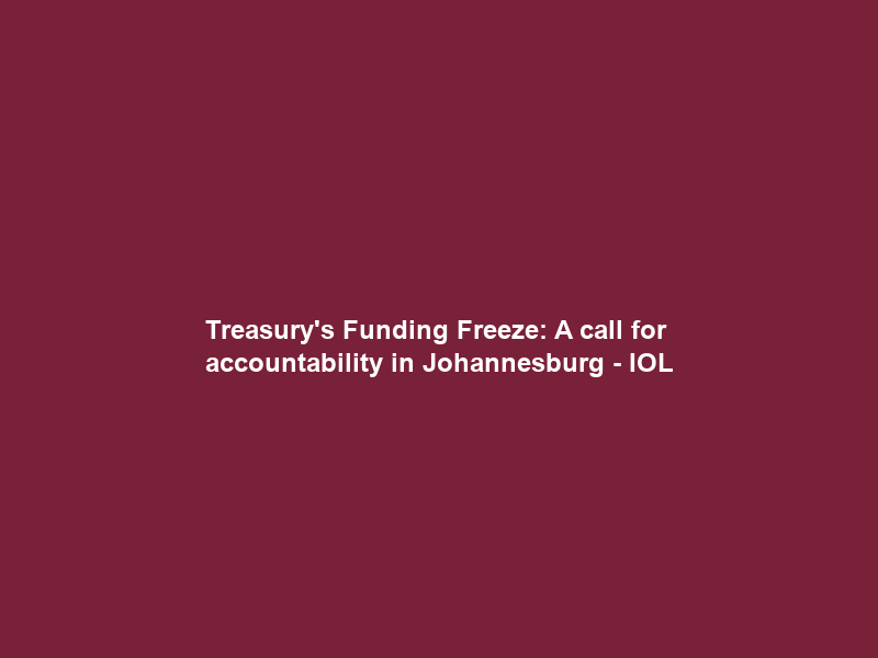 Treasury’s Funding Freeze: A call for accountability in Johannesburg – IOL