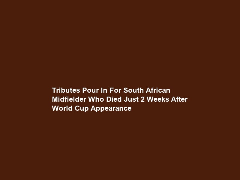 Tributes Pour In For South African Midfielder Who Died Just 2 Weeks After World Cup Appearance