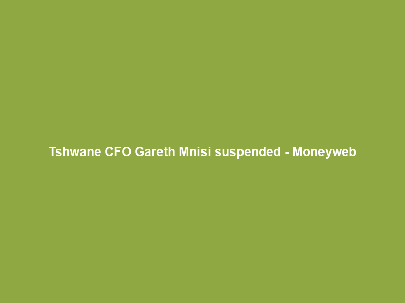 Tshwane CFO Gareth Mnisi suspended – Moneyweb