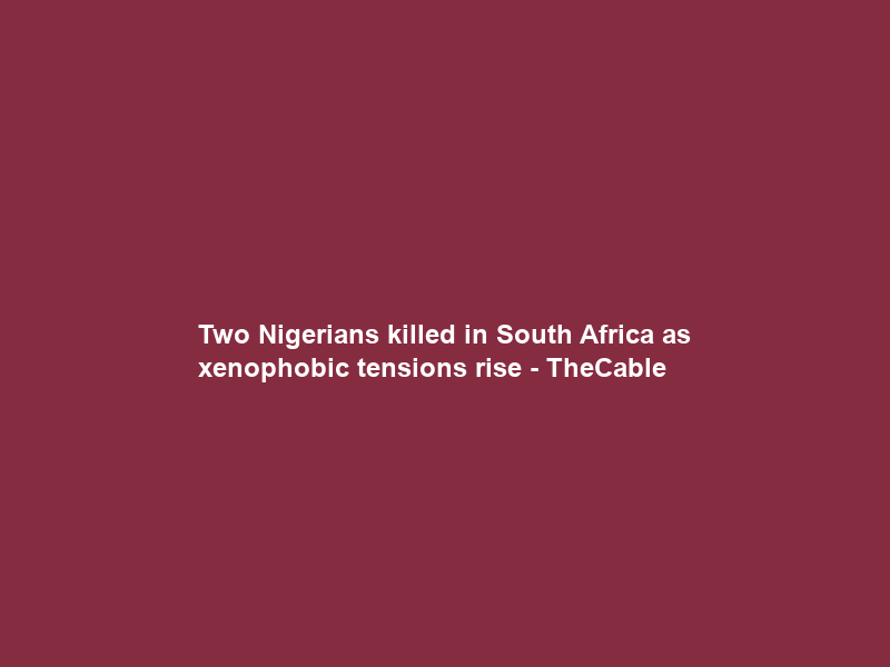 Two Nigerians killed in South Africa as xenophobic tensions rise – TheCable