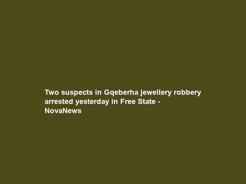 Two suspects in Gqeberha jewellery robbery arrested yesterday in Free State – NovaNews