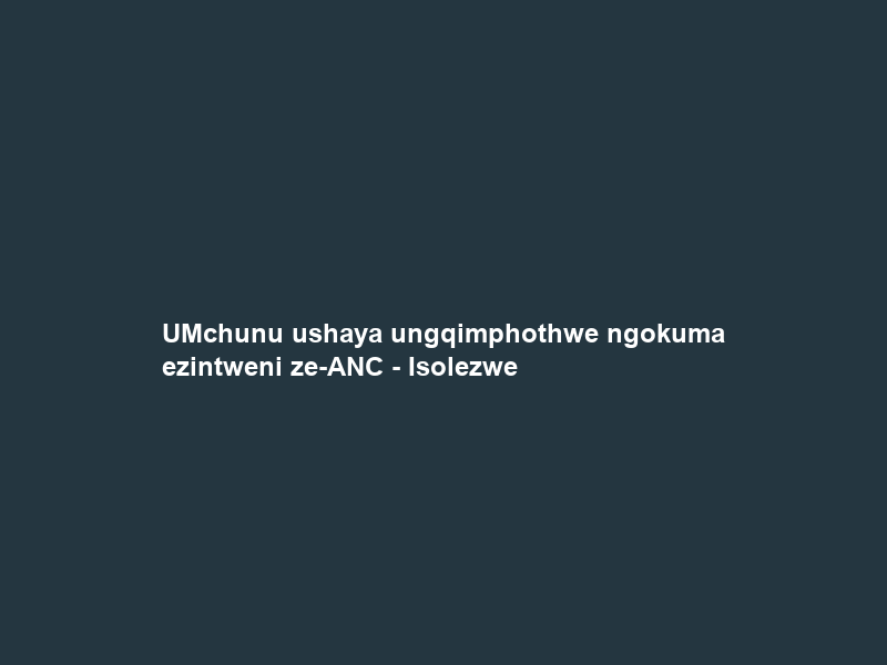 UMchunu ushaya ungqimphothwe ngokuma ezintweni ze-ANC – Isolezwe