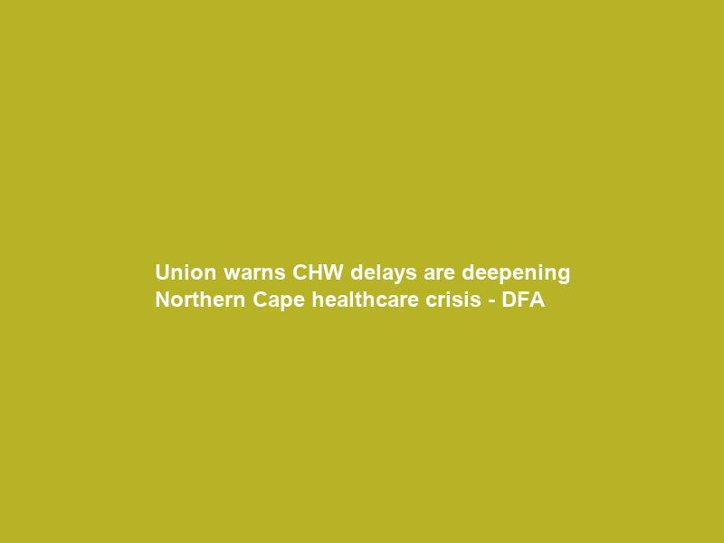 Union warns CHW delays are deepening Northern Cape healthcare crisis – DFA
