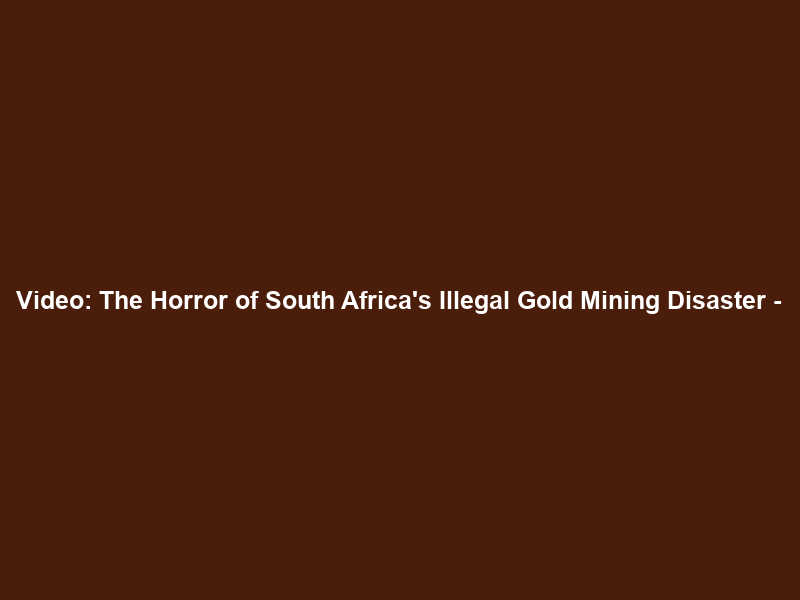 Video: The Horror of South Africa’s Illegal Gold Mining Disaster –