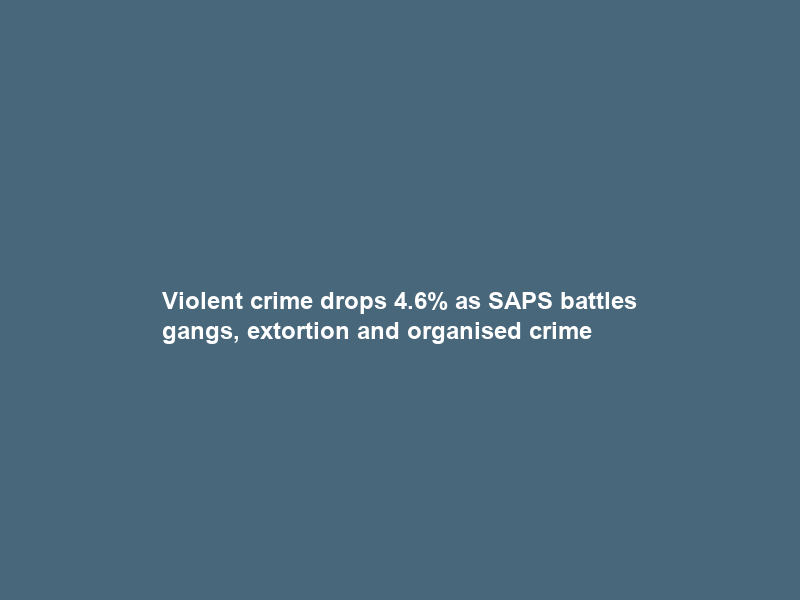 Violent crime drops 4.6% as SAPS battles gangs, extortion and organised crime