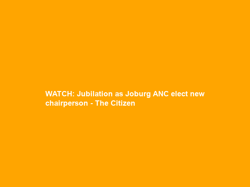 WATCH: Jubilation as Joburg ANC elect new chairperson – The Citizen