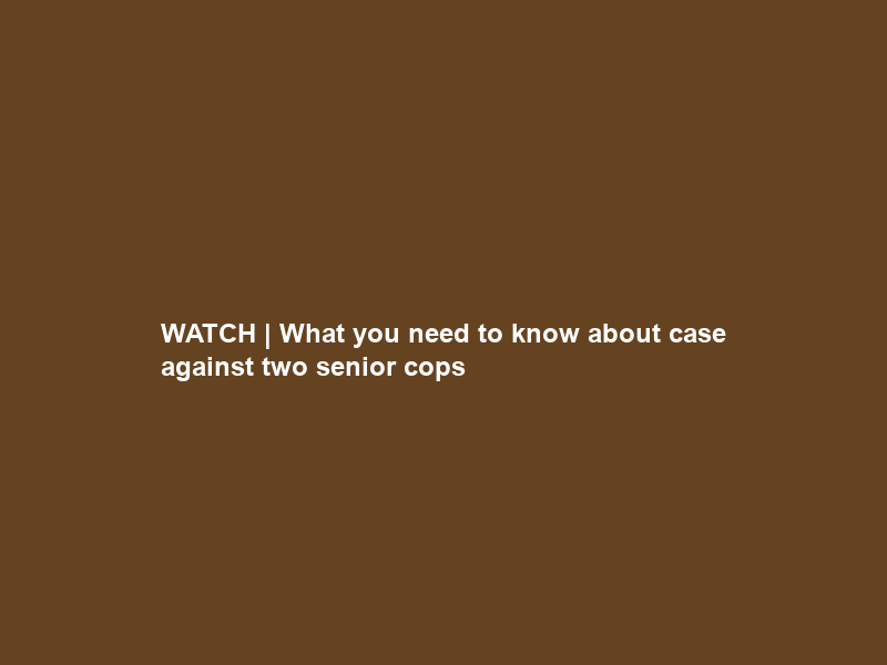 WATCH | What you need to know about case against two senior cops