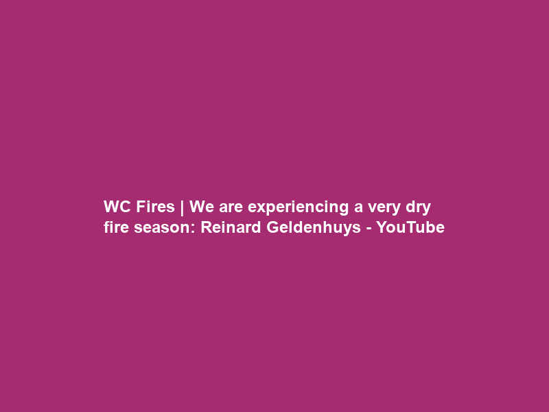 WC Fires | We are experiencing a very dry fire season: Reinard Geldenhuys – YouTube
