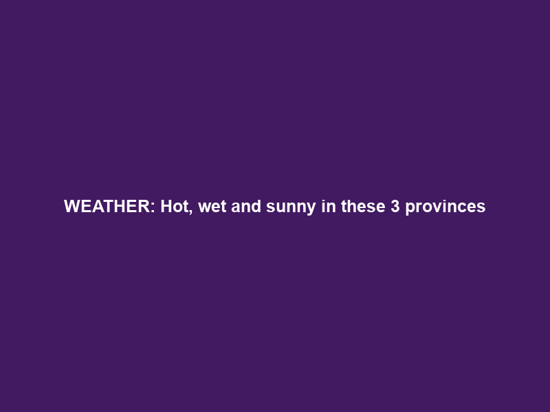 WEATHER: Hot, wet and sunny in these 3 provinces