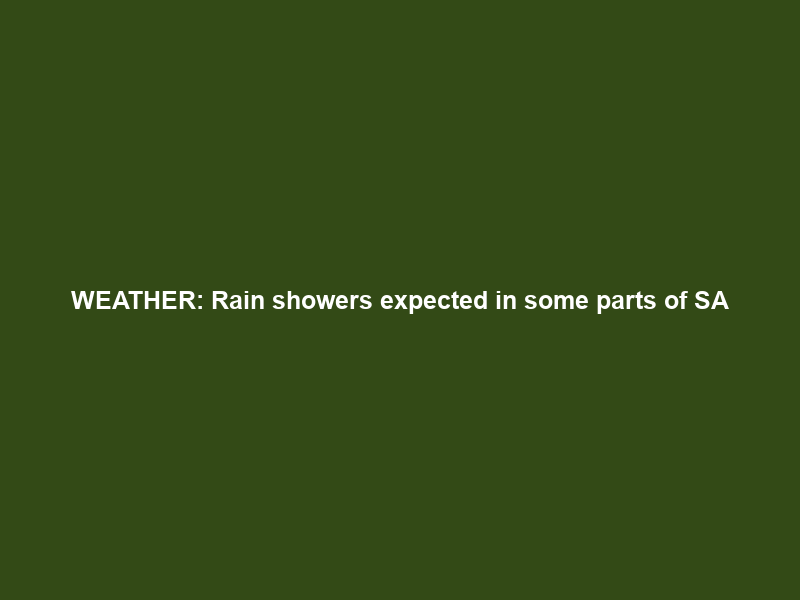 WEATHER: Rain showers expected in some parts of SA
