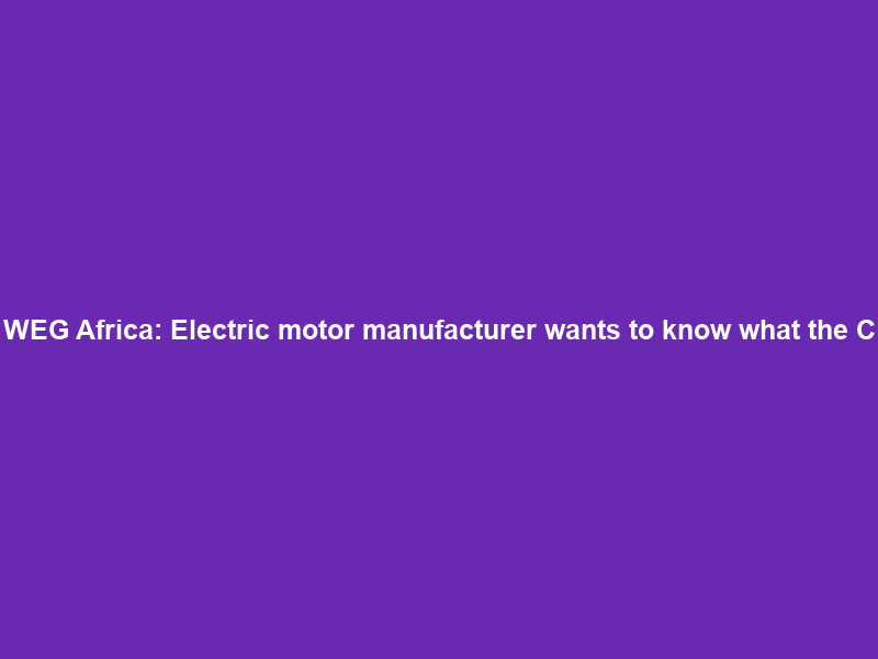 WEG Africa: Electric motor manufacturer wants to know what the C&I market needs