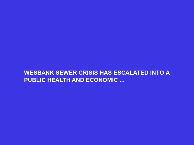 WESBANK SEWER CRISIS HAS ESCALATED INTO A PUBLIC HEALTH AND ECONOMIC …