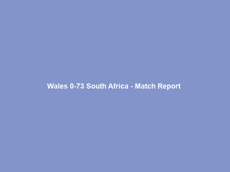 Wales 0-73 South Africa – Match Report & Video Highlights | Rugby Union – Quilter Nations Series