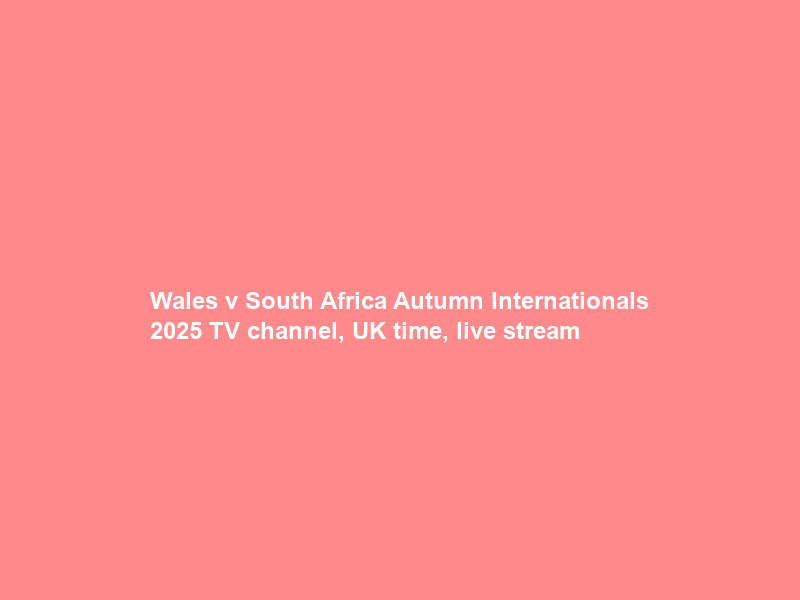 Wales v South Africa Autumn Internationals 2025 TV channel, UK time, live stream