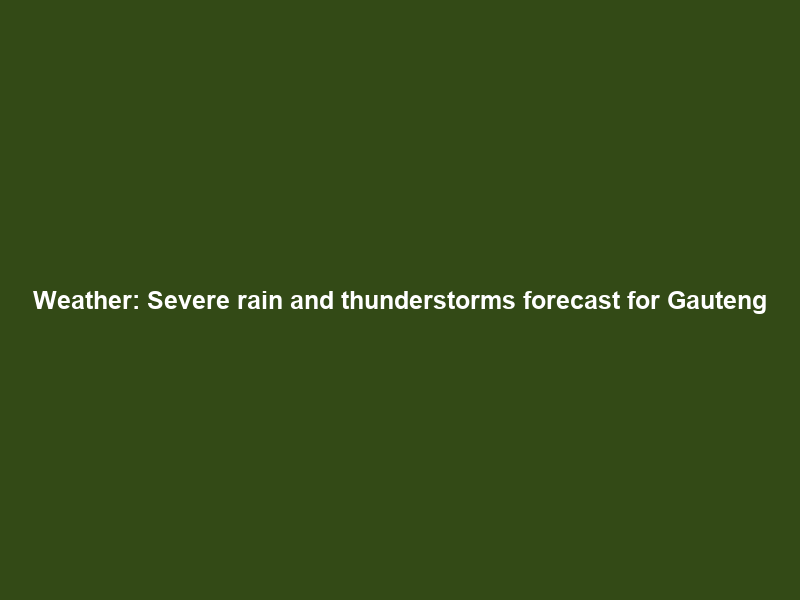 Weather: Severe rain and thunderstorms forecast for Gauteng