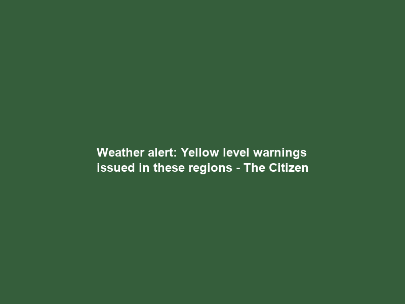 Weather alert: Yellow level warnings issued in these regions – The Citizen