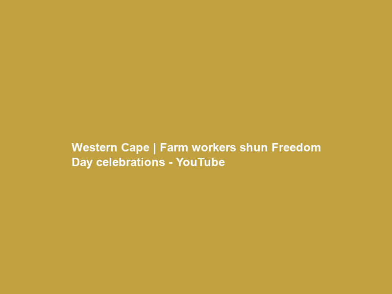 Western Cape | Farm workers shun Freedom Day celebrations – YouTube