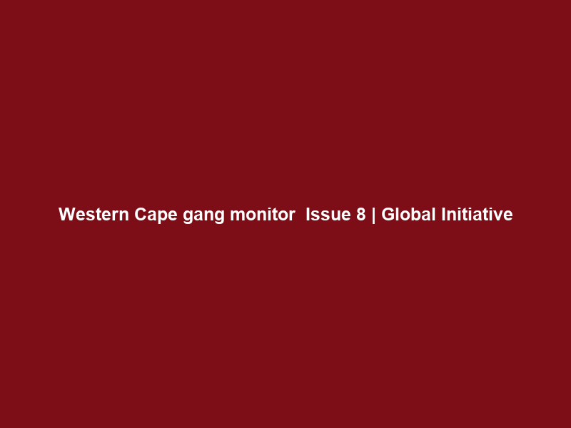 Western Cape gang monitor – Issue 8 | Global Initiative