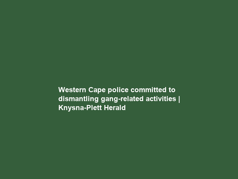 Western Cape police committed to dismantling gang-related activities | Knysna-Plett Herald