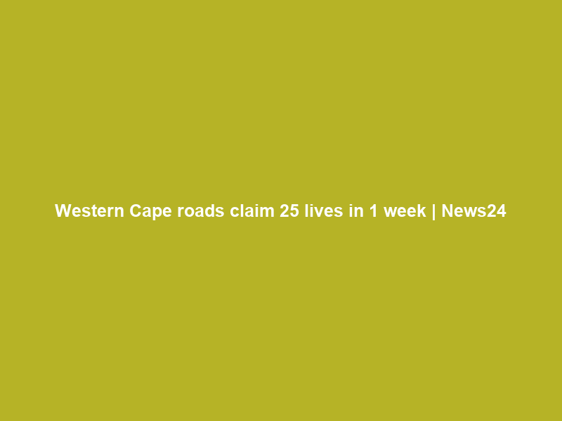 Western Cape roads claim 25 lives in 1 week | News24