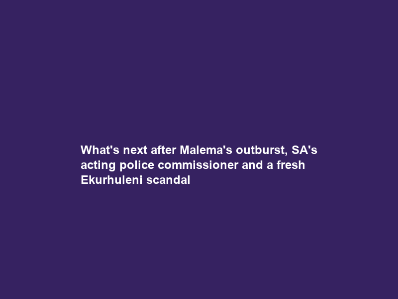 What’s next after Malema’s outburst, SA’s acting police commissioner and a fresh Ekurhuleni scandal