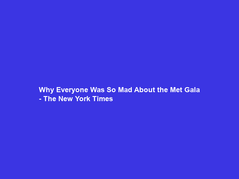 Why Everyone Was So Mad About the Met Gala – The New York Times