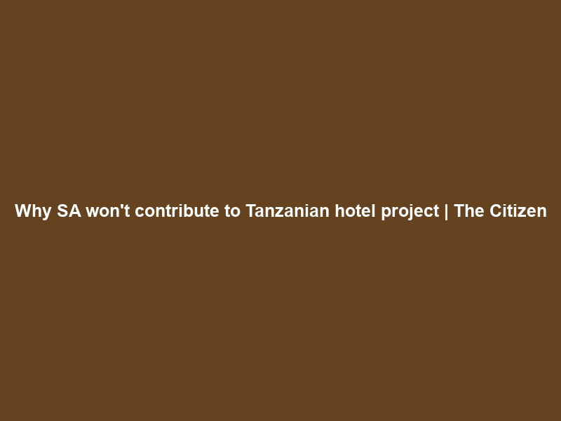 Why SA won’t contribute to Tanzanian hotel project | The Citizen