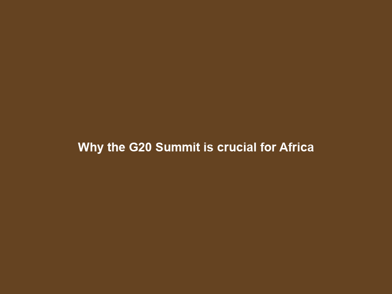 Why the G20 Summit is crucial for Africa
