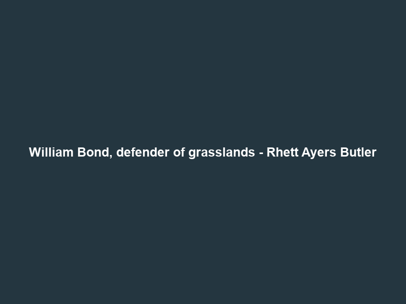 William Bond, defender of grasslands – Rhett Ayers Butler