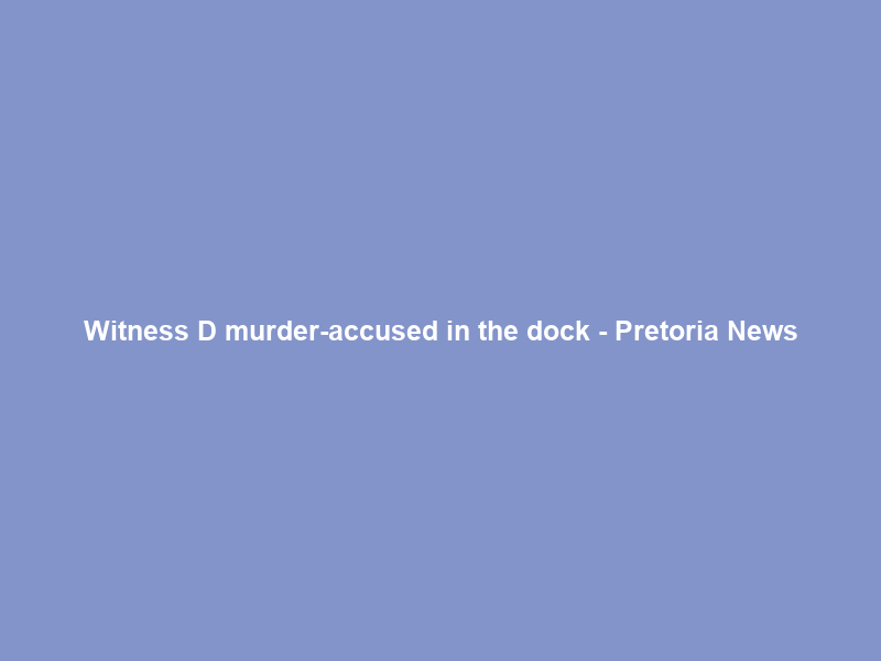 Witness D murder-accused in the dock – Pretoria News