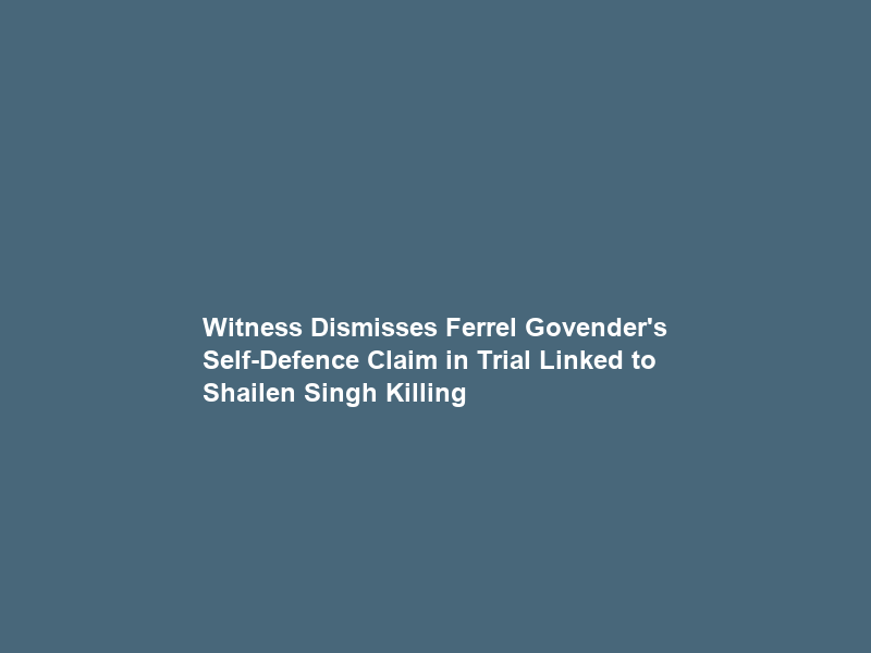 Witness Dismisses Ferrel Govender’s Self-Defence Claim in Trial Linked to Shailen Singh Killing