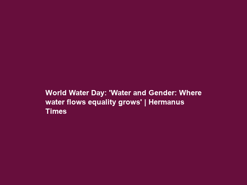 World Water Day: ‘Water and Gender: Where water flows equality grows’ | Hermanus Times