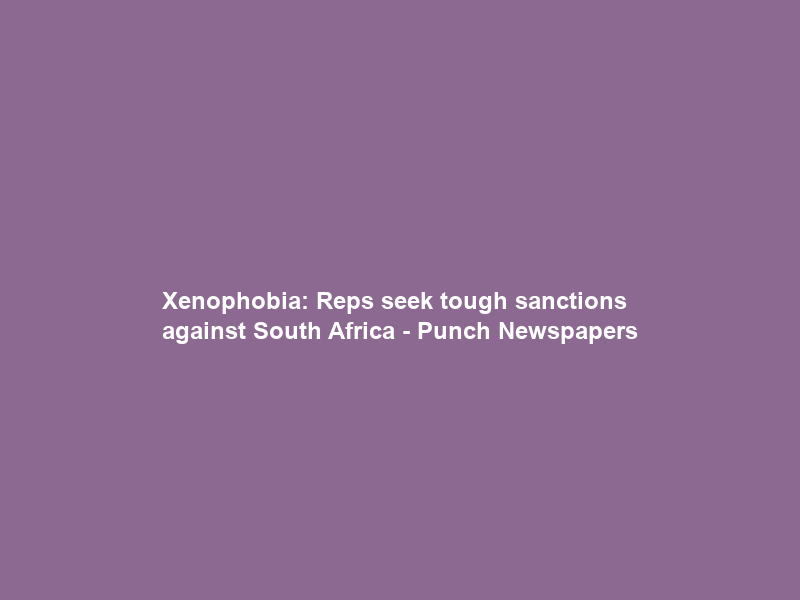 Xenophobia: Reps seek tough sanctions against South Africa – Punch Newspapers