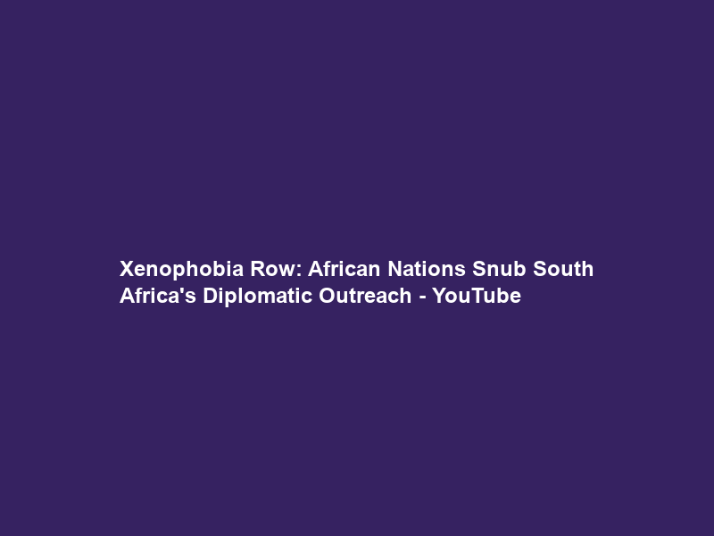 Xenophobia Row: African Nations Snub South Africa’s Diplomatic Outreach – YouTube