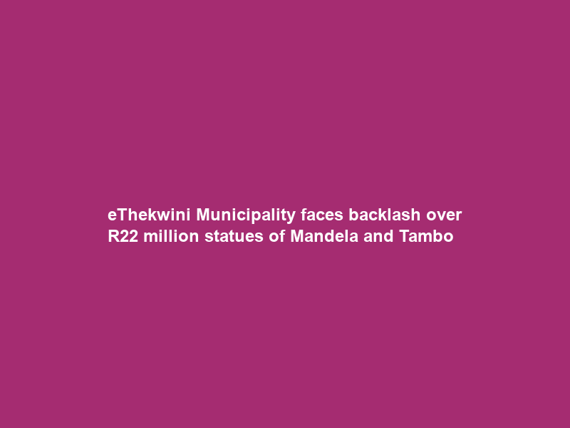eThekwini Municipality faces backlash over R22 million statues of Mandela and Tambo