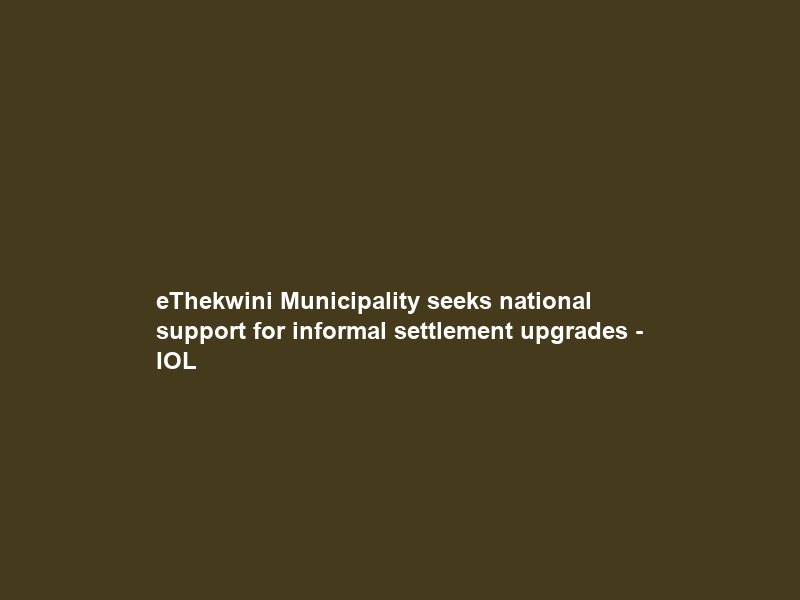 eThekwini Municipality seeks national support for informal settlement upgrades – IOL